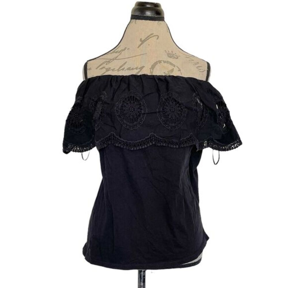 Loft Womens Off the Shoulder Crochet Top Blouse Stretch Size Small Ann Taylor